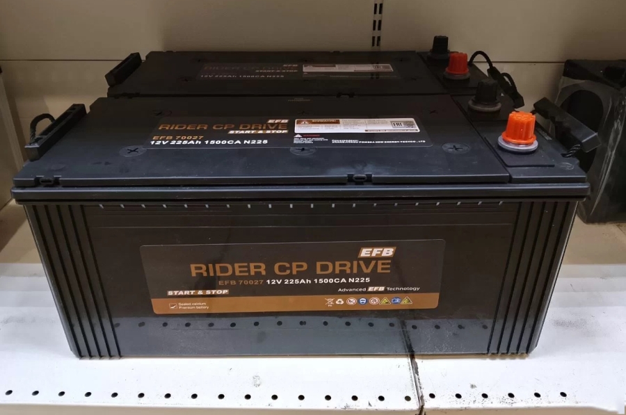 Аккумулятор, RIDER 70027, EFB, 225 Ah, конус, обратная полярность